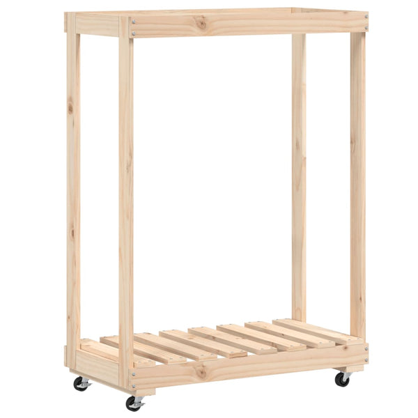 vidaXL Range-bûches sur roulettes 76,5x40x108 cm en pin massif