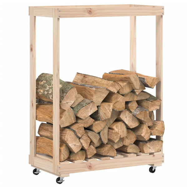 vidaXL Range-bûches sur roulettes 76,5x40x108 cm en pin massif