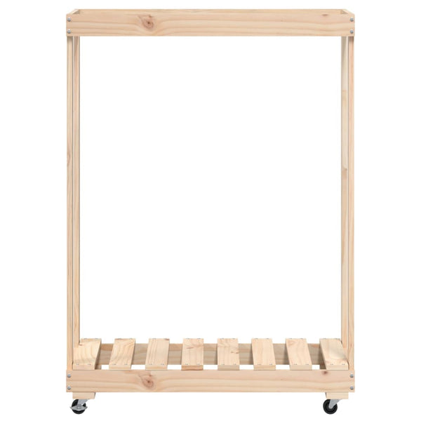 vidaXL Range-bûches sur roulettes 76,5x40x108 cm en pin massif