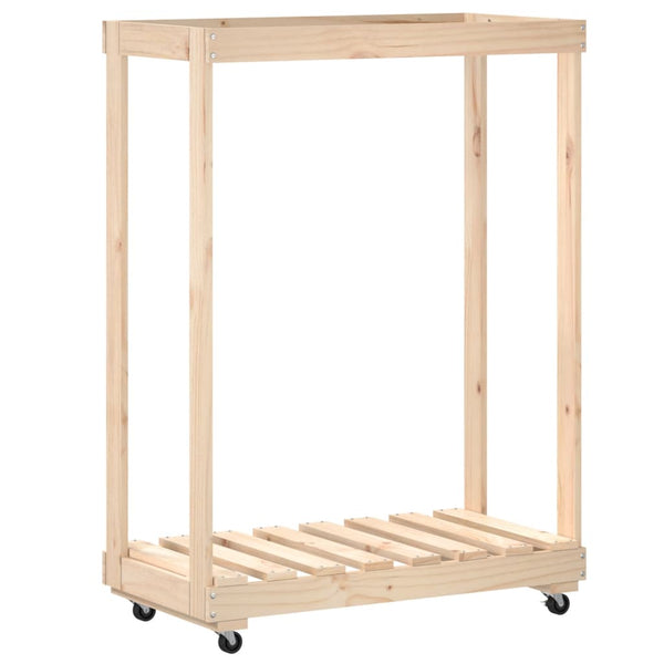 vidaXL Range-bûches sur roulettes 76,5x40x108 cm en pin massif