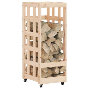 Kaminholzregal mit Rollen Kiefer Massivholz 110cm