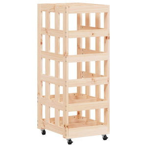 Kaminholzregal mit Rollen Kiefer Massivholz 110cm