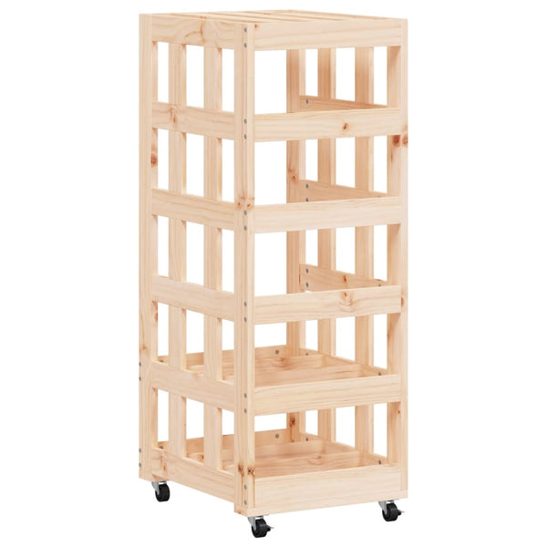 Kaminholzregal mit Rollen Kiefer Massivholz 110cm