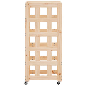 Kaminholzregal mit Rollen Kiefer Massivholz 110cm