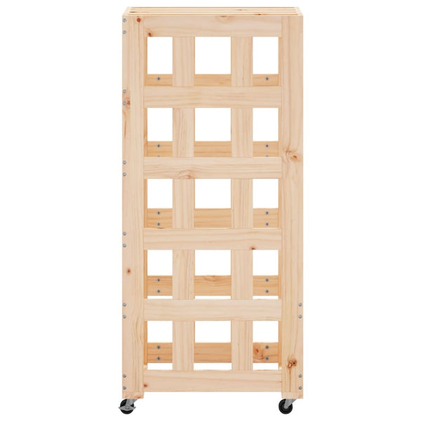 Kaminholzregal mit Rollen Kiefer Massivholz 110cm
