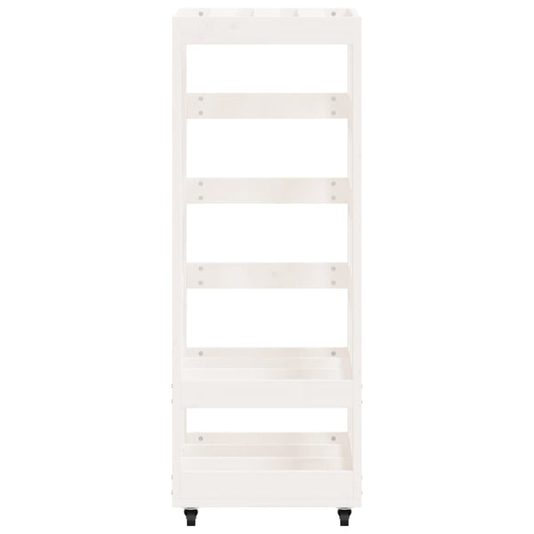 Kaminholzregal Weiß Kiefer Massivholz mit Rollen