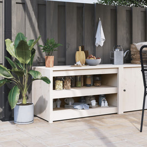 Outdoor Küchenschrank Weiß Kiefer Massivholz