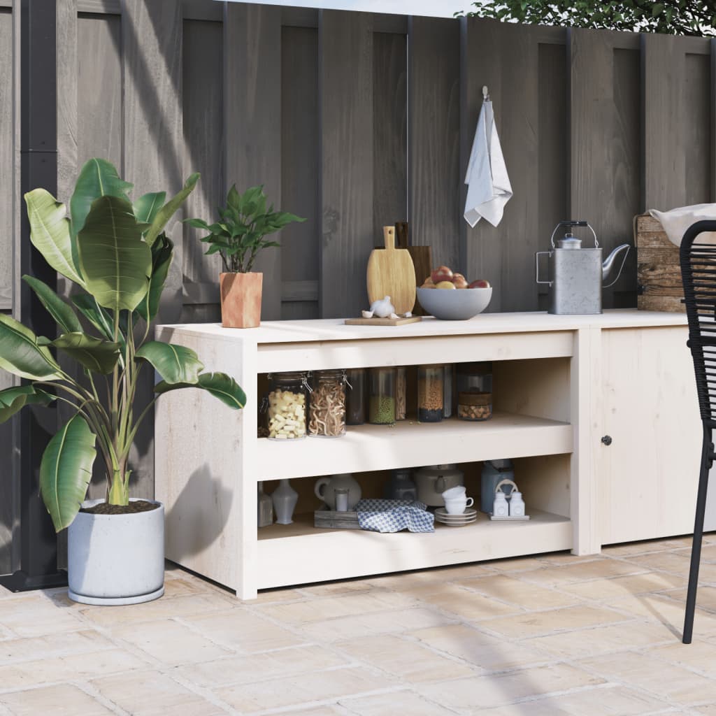 Outdoor Küchenschrank Weiß Kiefer Massivholz