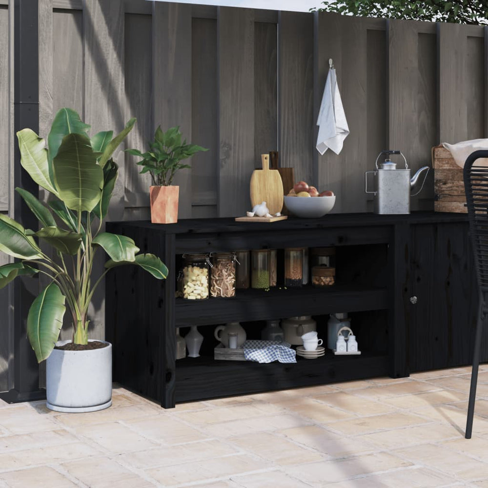 Outdoor-Küchenschrank Schwarz Kiefer Massivholz