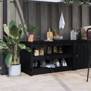 Outdoor-Küchenschrank Schwarz Kiefer Massivholz