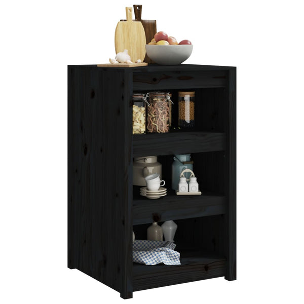 Schwarzer Outdoor-Küchenschrank aus Kiefernholz 55x55x92cm