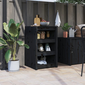 Schwarzer Outdoor-Küchenschrank aus Kiefernholz 55x55x92cm