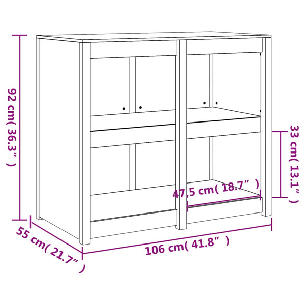 Outdoor Küchenschrank Kiefer Massivholz 106cm