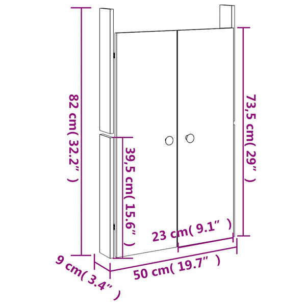 Outdoor-Küche Türen Schwarz Kiefernholz 50x82cm 2er-Set
