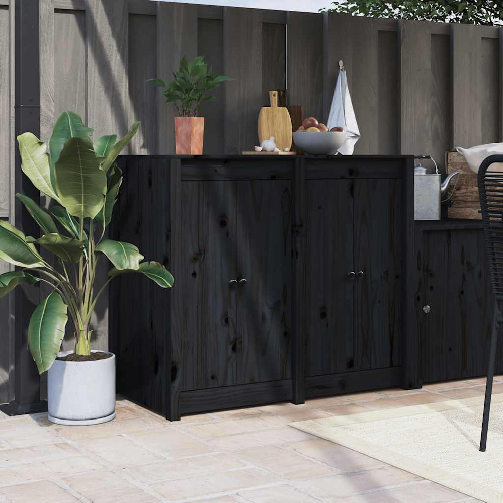 Outdoor-Küche Türen Schwarz Kiefernholz 50x82cm 2er-Set