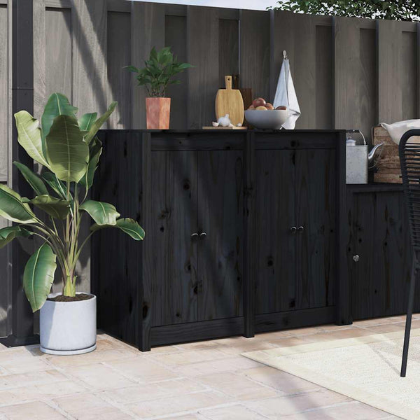 Outdoor-Küche Türen Schwarz Kiefernholz 50x82cm 2er-Set