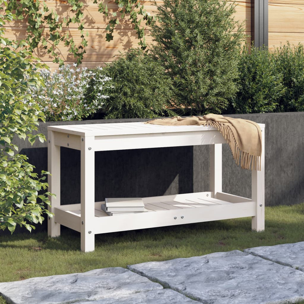 Weiße Gartenbank Kiefer Massivholz 82,5 cm