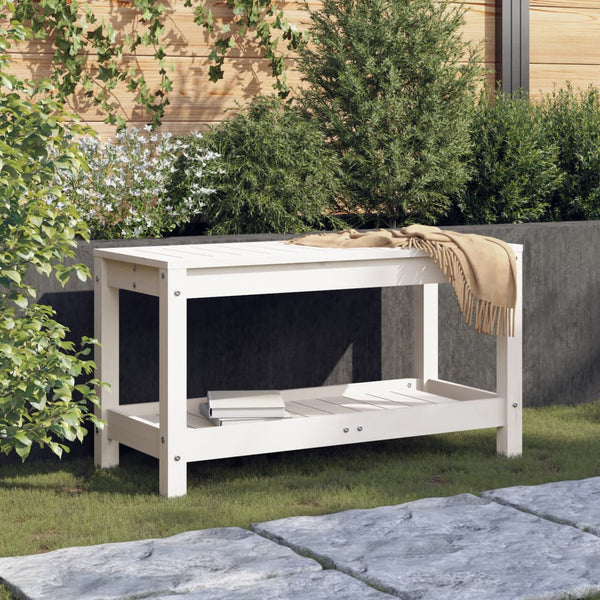 Weiße Gartenbank Kiefer Massivholz 82,5 cm