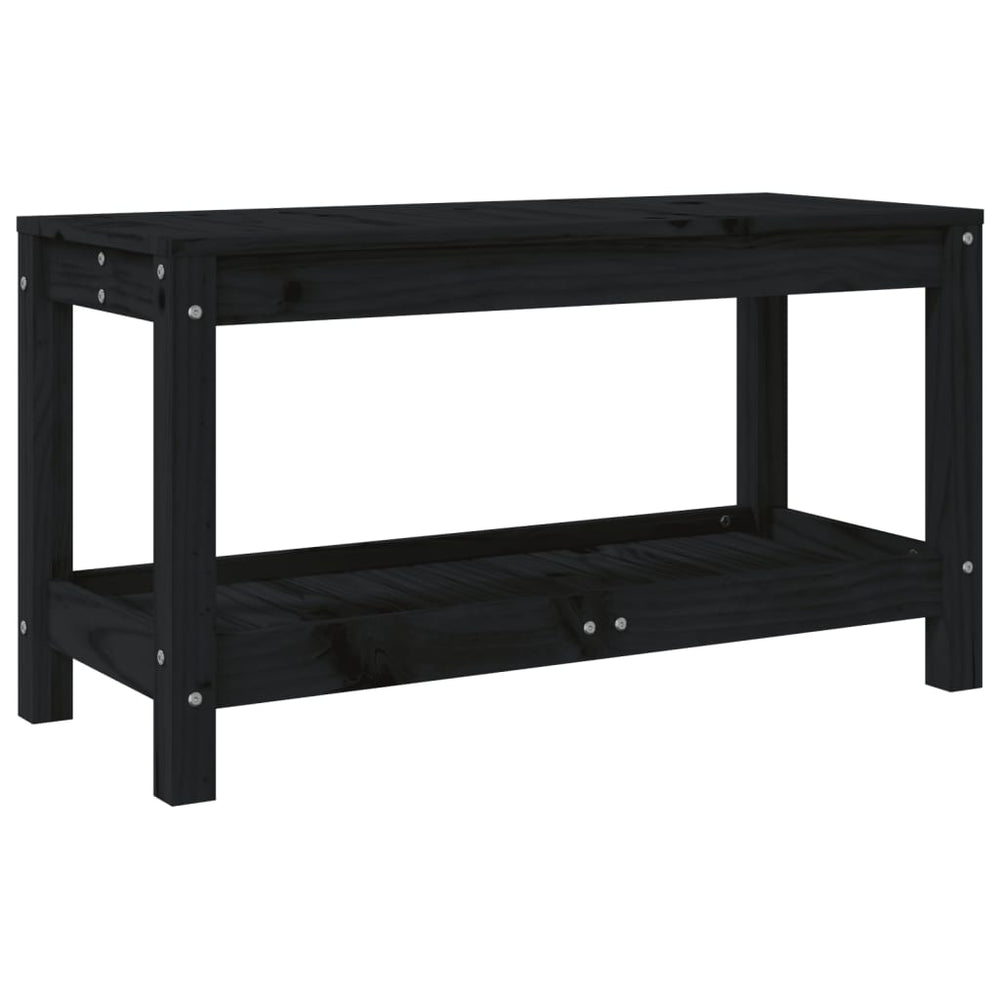 Schwarze Gartenbank Kiefer Massivholz 82,5 cm