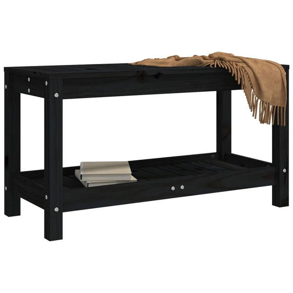 Schwarze Gartenbank Kiefer Massivholz 82,5 cm