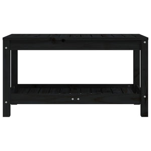 Schwarze Gartenbank Kiefer Massivholz 82,5 cm