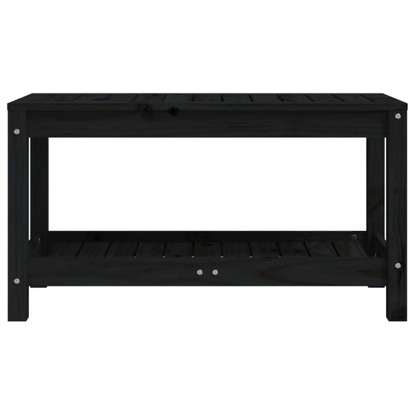 Schwarze Gartenbank Kiefer Massivholz 82,5 cm