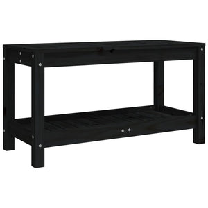 Schwarze Gartenbank Kiefer Massivholz 82,5 cm