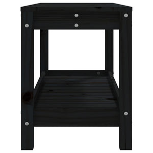 Schwarze Gartenbank Kiefer Massivholz 82,5 cm