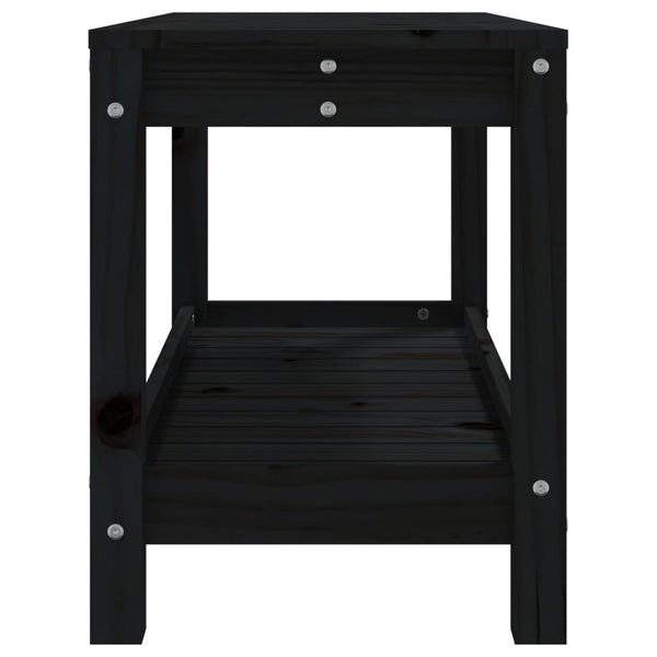Schwarze Gartenbank Kiefer Massivholz 82,5 cm