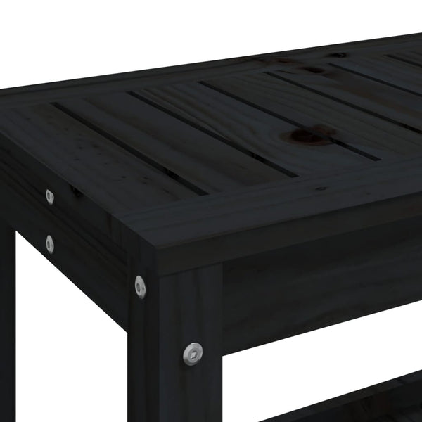 Schwarze Gartenbank Kiefer Massivholz 82,5 cm