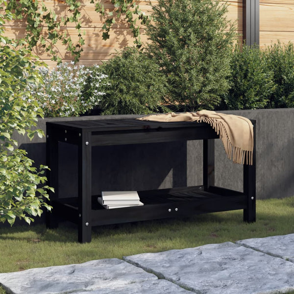 Schwarze Gartenbank Kiefer Massivholz 82,5 cm