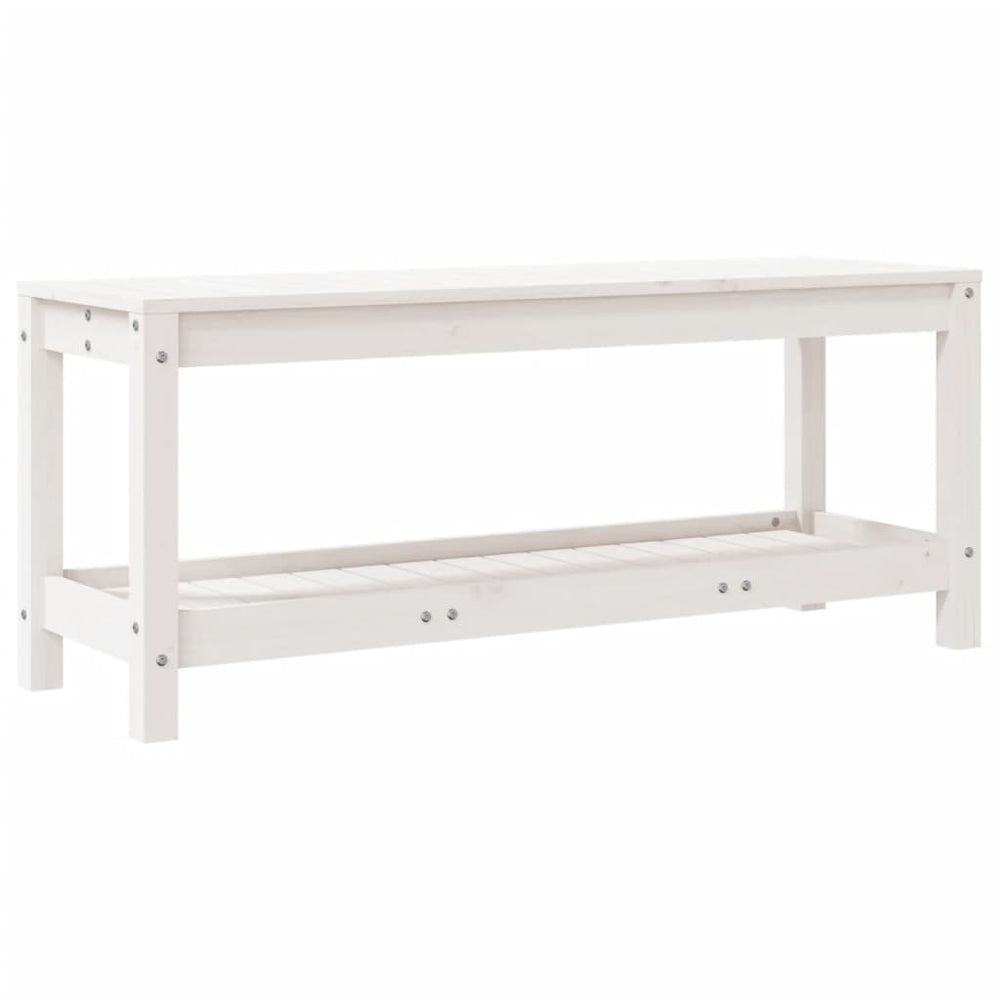 Gartenbank Weiß Kiefer Massivholz 108cm