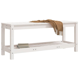 Gartenbank Weiß Kiefer Massivholz 108cm
