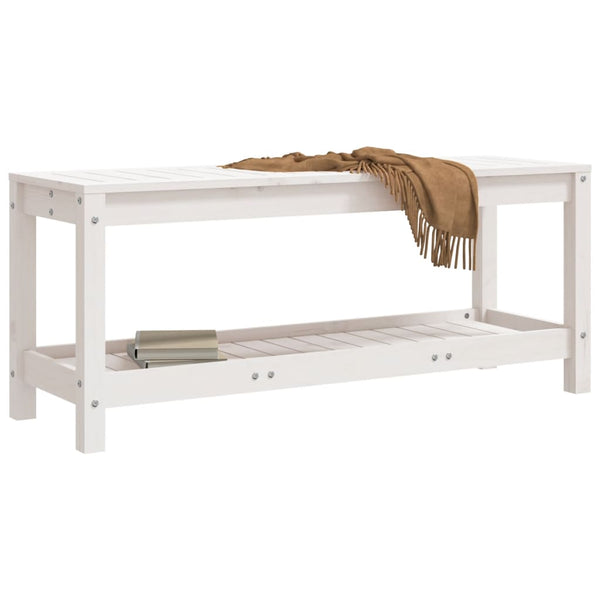 Gartenbank Weiß Kiefer Massivholz 108cm