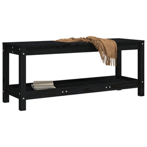 vidaXL Banc de jardin noir 108x35x45 cm en pin massif