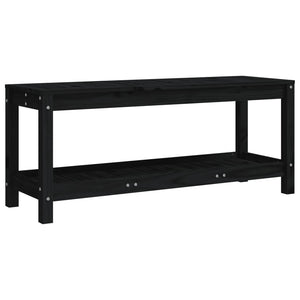 vidaXL Banc de jardin noir 108x35x45 cm en pin massif