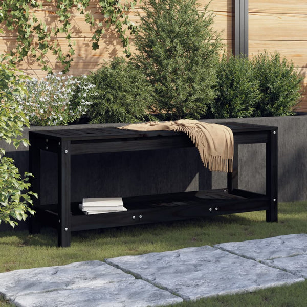 vidaXL Banc de jardin noir 108x35x45 cm en pin massif