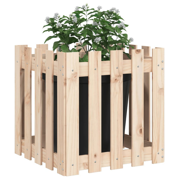 Pflanzkübel 50x50cm Kiefer Holz Lattenzaun Design