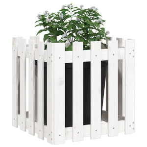 Weißer Pflanzkübel 50x50cm Kieferholz Lattenzaun Design