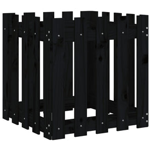 Schwarzer Pflanzkübel im Lattenzaun-Design, 50 cm