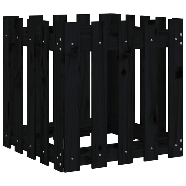 Schwarzer Pflanzkübel im Lattenzaun-Design, 50 cm