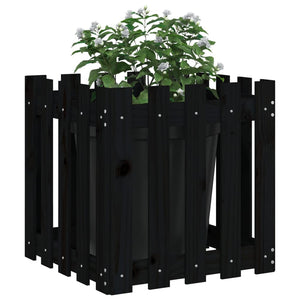 Schwarzer Pflanzkübel im Lattenzaun-Design, 50 cm