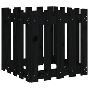 Schwarzer Pflanzkübel im Lattenzaun-Design, 50 cm