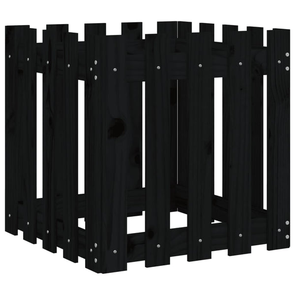 Schwarzer Pflanzkübel im Lattenzaun-Design, 50 cm