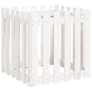 Weißer Pflanzkübel 60x60cm Kiefer Holz Lattenzaun Design