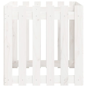 Weißer Pflanzkübel 60x60cm Kiefer Holz Lattenzaun Design