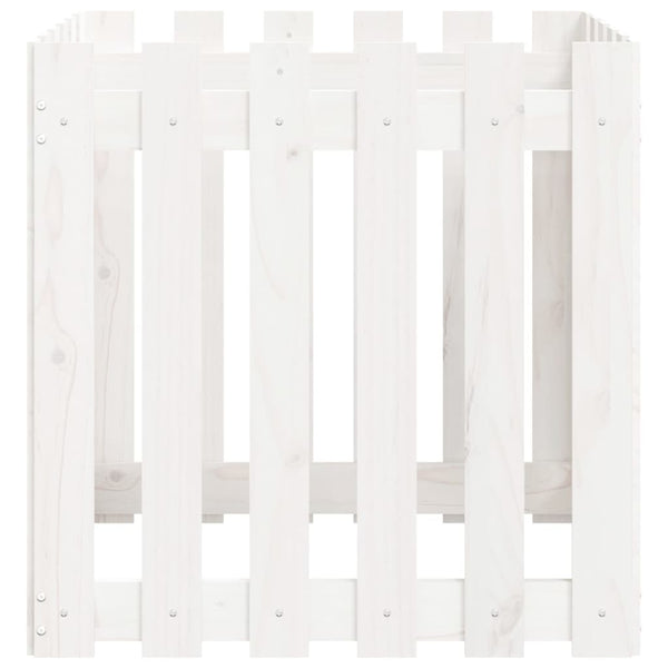 Weißer Pflanzkübel 60x60cm Kiefer Holz Lattenzaun Design