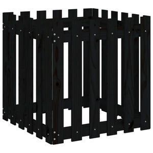 Schwarzer Pflanzkübel 60x60 cm Kiefernholz Lattenzaun Design