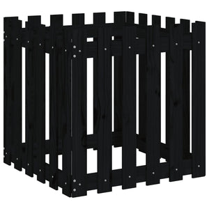 Schwarzer Pflanzkübel 60x60 cm Kiefernholz Lattenzaun Design