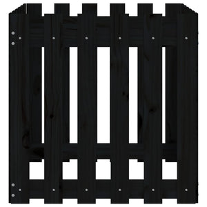 Schwarzer Pflanzkübel 60x60 cm Kiefernholz Lattenzaun Design
